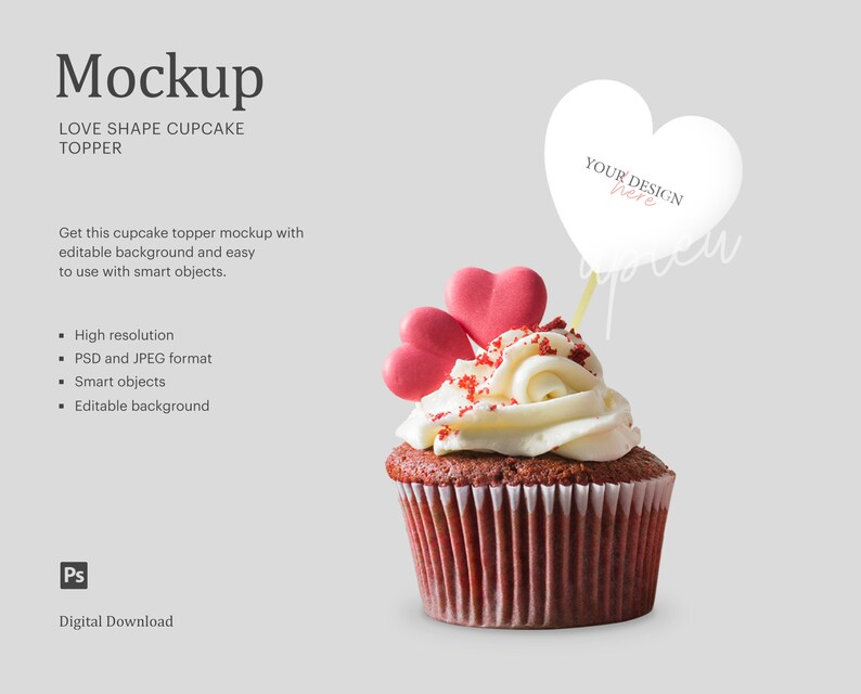 Download Mockup Toppers Smart Object Love Shape Cupcake Topper Mockup Cupcake Topper For Party Mockup Compatible With Affinity Designer Digital Art Collectibles Colonialgolfhart Com