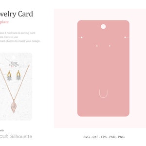 Modello di carta rettangolare per collana e orecchini, carta per collana SVG, cartellino per gioielli / Cricut Silhouette / Silhouette Studio / SVG, Png, Psd