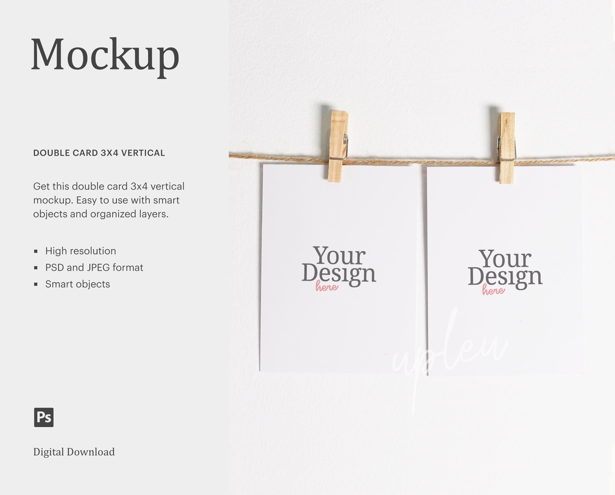 3x4 Card Mockup Thank You Card Mockup Note Card Mockup Etsy