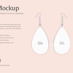 Teardrop Earrings Mock Up, Hook Earrings Mock Up, Sublimation Earring Mock Up | Compatible With Affinity Designer - Smart Object