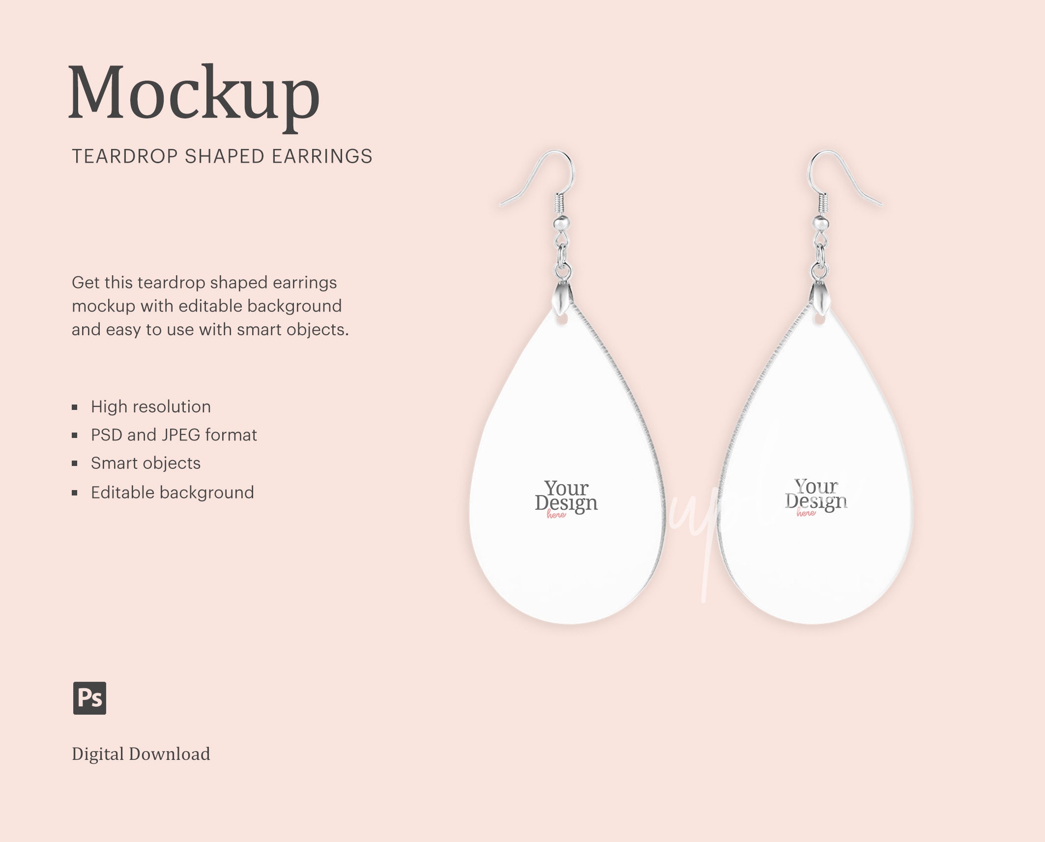 Teardrop Earrings Mock Up Hook Earrings Mock Up Sublimation Etsy España