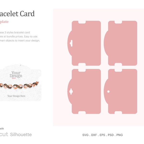 Bracelet Holder Card Template, Bracelet Hang Tag Card SVG, Bracelet Display Card | Cricut Silhoutte | Silhouette Studio | SVG, Png, Psd, Dxf