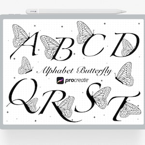 Sellos Procreate, 26 Sello Procreate Mariposa Alfabeto, Animales Alfabeto Digital, Diario de Balas, Carta en Procreate, Cuaderno