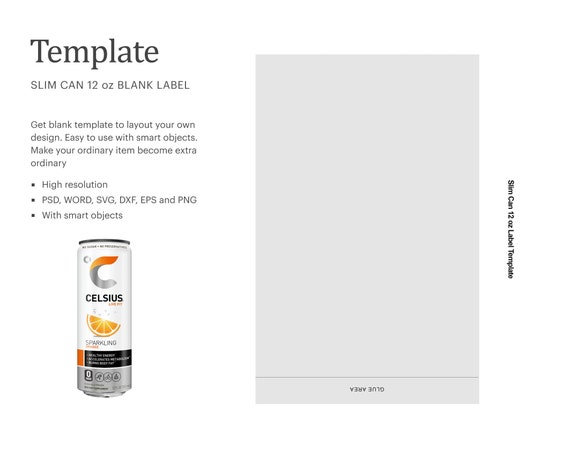 Custom Slim Can 12 Oz Blank Label Template, Soda Can Wrapper, Beer Can Label | Cricut Silhouette | Silhouette Studio | Paper Size Letter