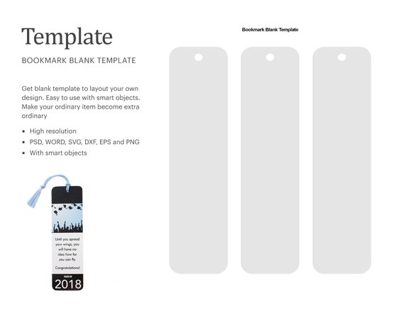 2 X 8 Blank Bookmark Template, Printable Bookmark Template Cricut  Silhouette Silhouette Studio Paper Size Letter 