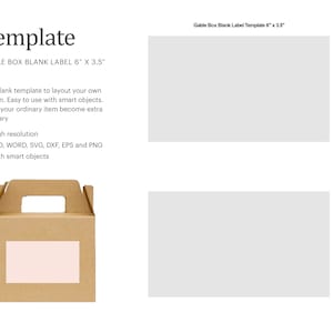 Plantilla de etiqueta en blanco de caja a dos aguas de 6"x3,5", plantilla de etiqueta en blanco de caja Kraft / silueta Cricut / estudio de silueta / carta de tamaño de papel