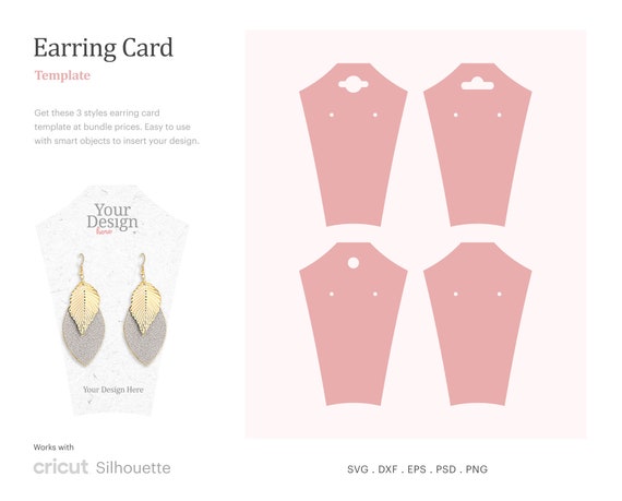 Earring Card Template, Dangle Earring Card Holder