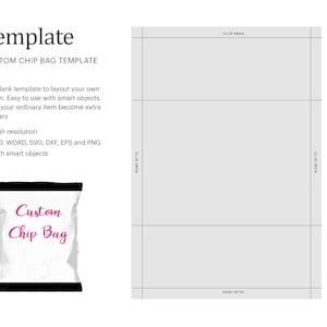 Custom Chip Bag Size 6.36&quot; x 4.7&quot; Blank Template, Party Favor, Custom Snack Bags | Cricut Silhouette | Silhouette Studio | Paper Size Letter