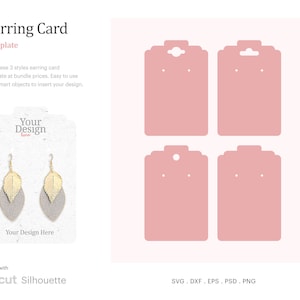 Earring Holder Card Template, Earring Display SVG, Hook Earing Display Card, Earring Card SVG | Cricut Silhouette | Psd, SVG, Png, Dxf