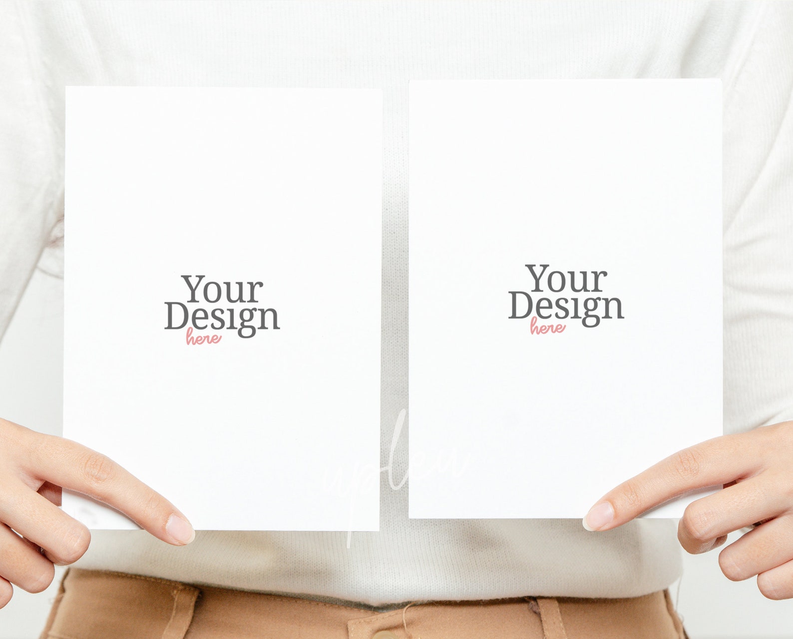 A2 Invitation Card Mock Up Woman Holding A2 Card Mock Up