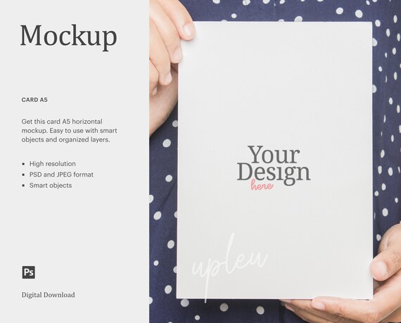 Download A5 Greeting Card Mockup Model Handling Card Mockup Card Mock Etsy