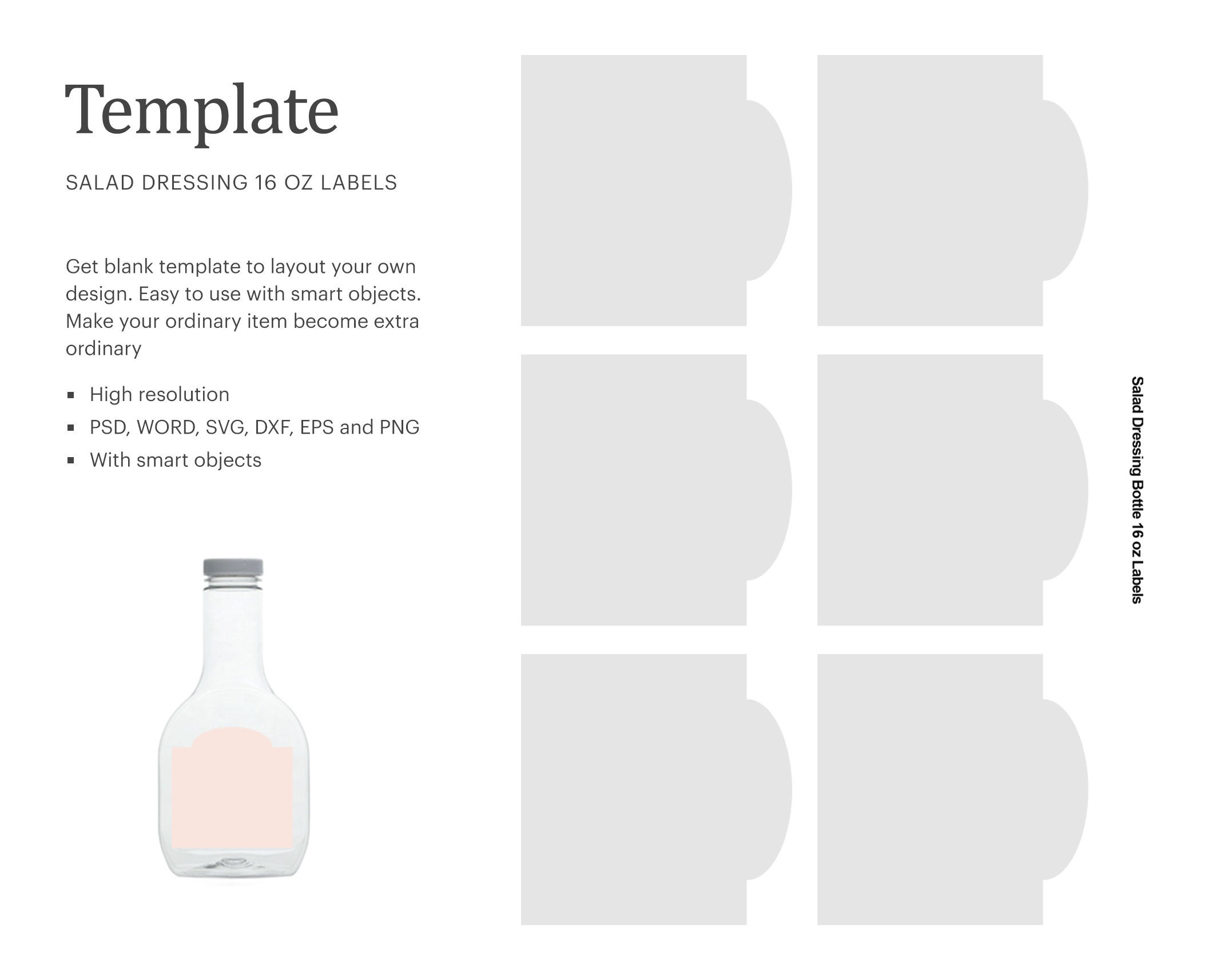 Salad Dressing Bottle 16 Oz Blank Label Template Blank Bottle Etsy