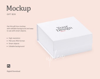 Gift Box Mock Up, Magnetic Rigid Gift Box Mock Up, Bridesmaid Gift Boxes Mock Up, Rigid Box Mock Up | Editable Background | Smart Object