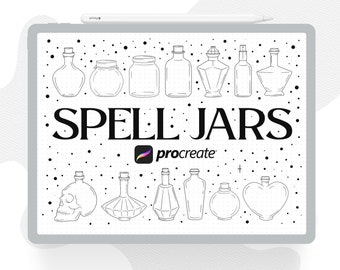 50 Spell Jars Procreate Stamps, Magic Potion Bottles Stamps, Witchcraft Spell Jar, Love Potion Bottle, Potion Jar Procreate Stamp Brushes
