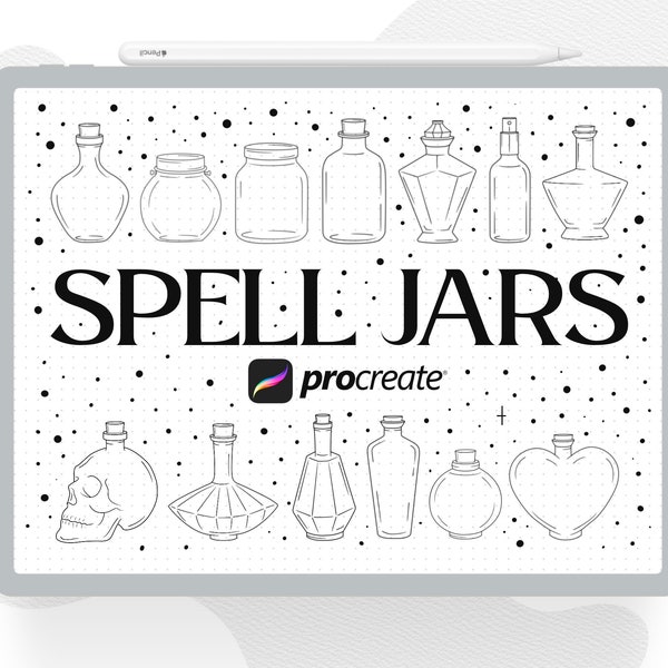 50 Spell Jars Procreate Stamps, Magic Potion Bottles Stamps, Witchcraft Spell Jar, Love Potion Bottle, Potion Jar Procreate Stamp Brushes