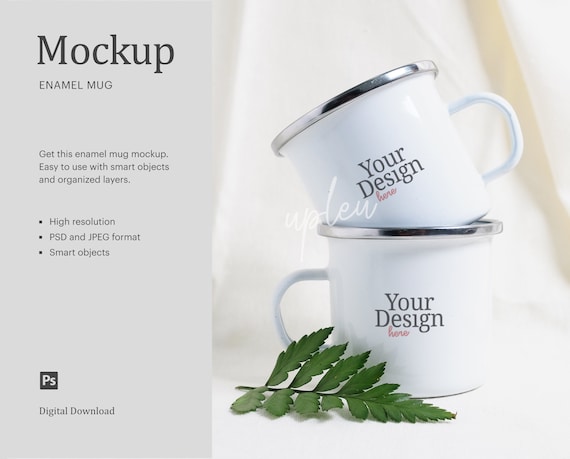 Download Couple Enamel Mug Mock Up Two Camp Mug Mock Up Pair Camping Etsy