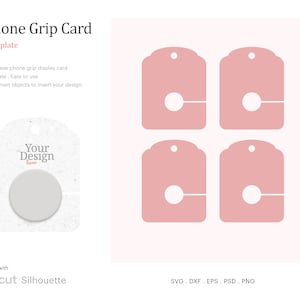 Phone Grip Display Card Blank Template 3&quot; x 3.84&quot;, Phone Grip Card SVG | Cricut Silhouette | Silhouette Studio | SVG, Png, Psd, Dxf, Eps