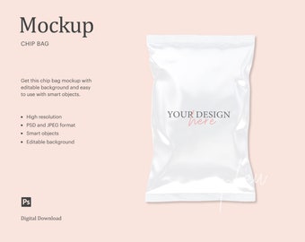 Chipsbeutel Mockup, Sublimationschips Beutel Mockup, Chip Beutel Wrapper Mockup, Party MockUp | Kompatibel mit Affinity Designer - Smartobjekt
