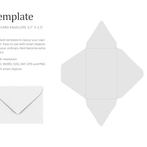 3.7" x 2.3" Gift Card Envelope Blank Template, Blank Credit Card Envelope  | Cricut Silhouette | Silhouette Studio | Paper Size Letter