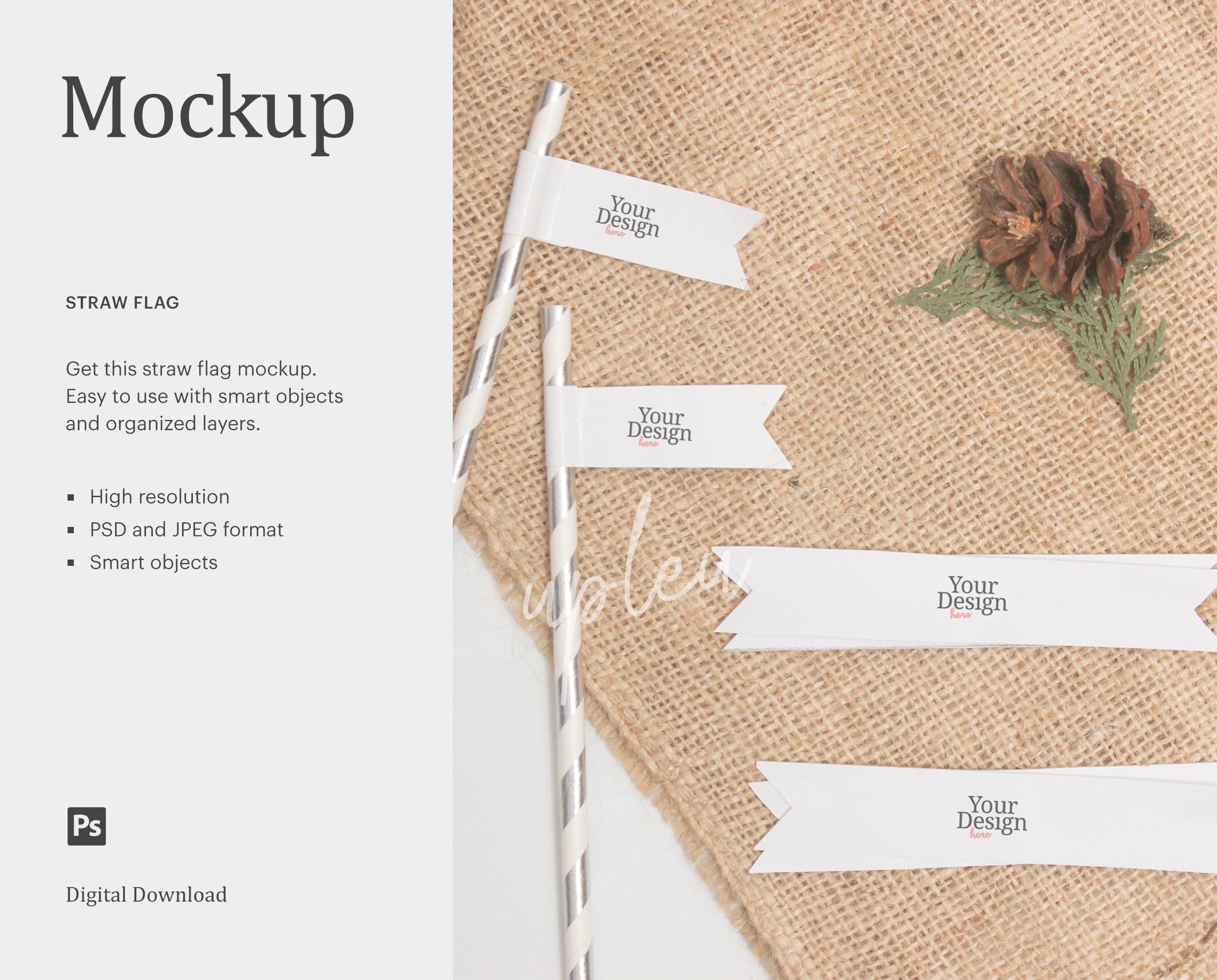 Download Straw Flag Mock Up Styled Straw Flag Mock Up Party Straw | Etsy