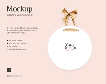 10" Round Hanging Sign Mock Up, Sublimation Hanging Sign Mockup, Door Sign Mockup | Compatible With Affinity Designer - Smart Object