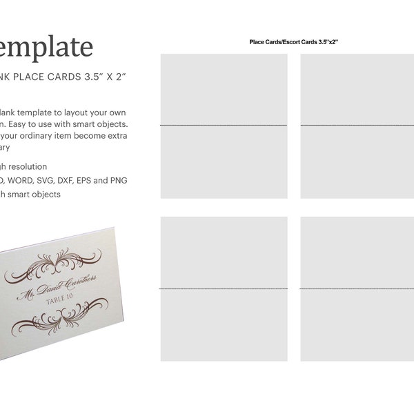 3,5" x 2" blanco tafeltentsjabloon, gevouwen tafelkaart blanco sjabloon| Cricut silhouet | Silhouetstudio | Papierformaat Letter