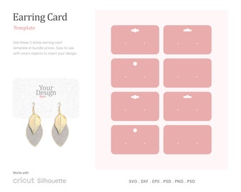 Stud Earring Display Card, Earring Card SVG, Earring Holder Card, Earring Display SVG | Cricut Silhouette | Psd, SVG, Png, Dxf