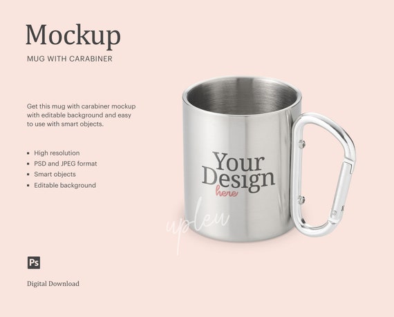 Download Mug With Carabiner Mock Up Stainless Steel Mug Mock Up Etsy