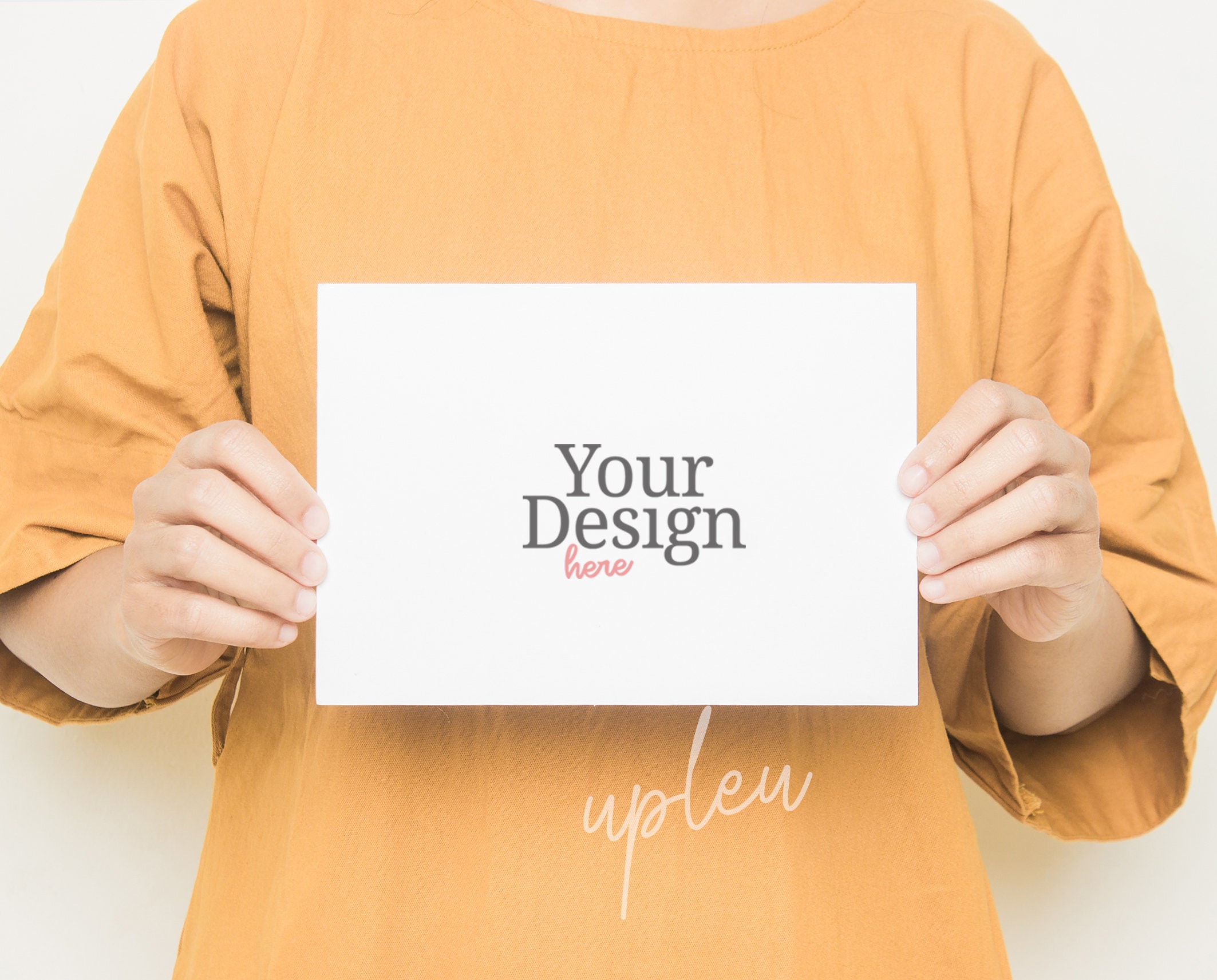 Download A5 Greeting Card Mockup Model Handling A5 Card Mockup With ...