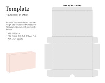 Candy Box Blank Template, Blank Candy Box Template, Party Favor Snack Box | Cricut Silhouette | Silhouette Studio | Paper Size Letter