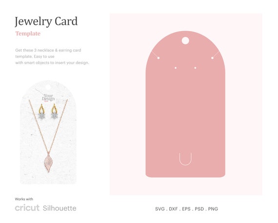 Necklace And Earring Card Holder Template Jewelry Card Necklace Card SVG Cricut Silhouette Silhouette Studio SVG Png Psd Dxf Eps