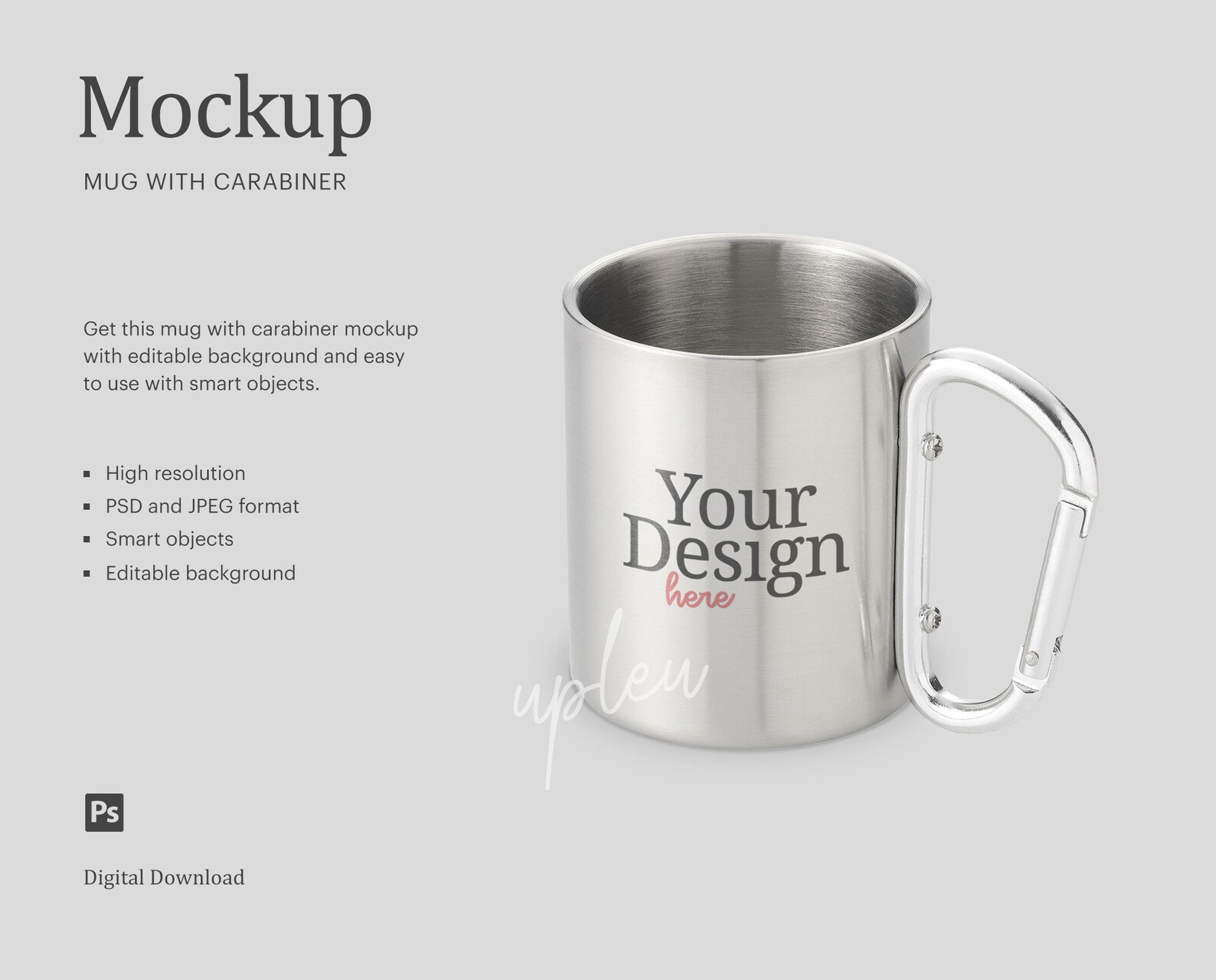 Download Mug With Carabiner Mock Up Stainless Steel Mug Mock Up | Etsy