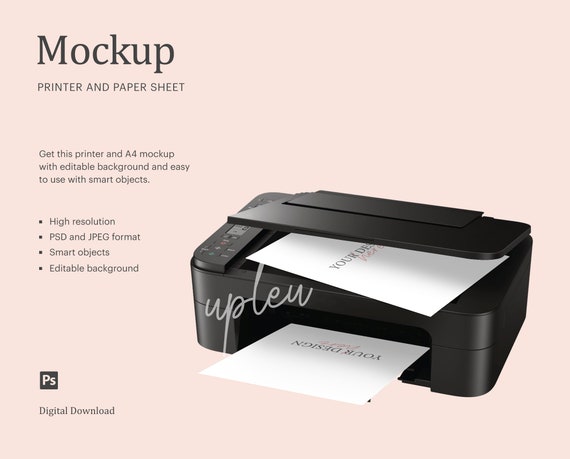 Download Printer And Paper Sheet Mockup Home Printer Mockup Page Etsy