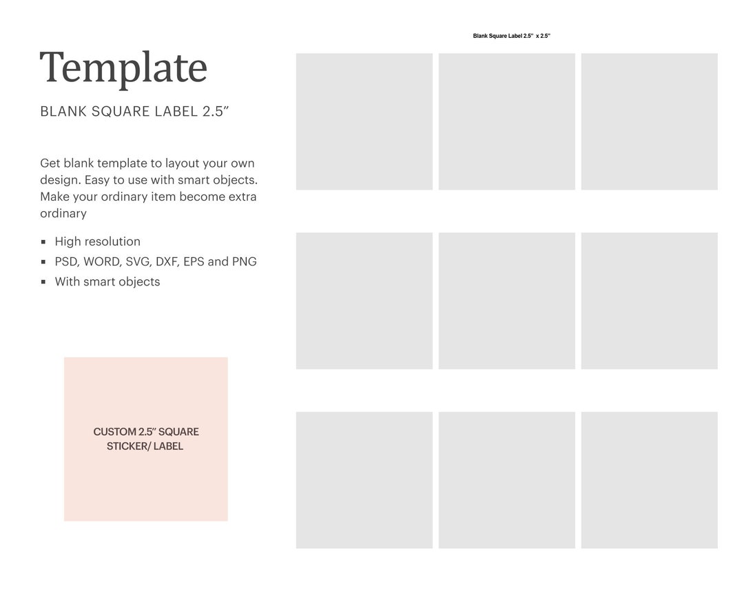 2.5 X 2.5 Blank Square Label Template, Multipurpose Blank Square Label ...