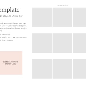 2.5&quot; x 2.5&quot; Blank Square Label Template, Multipurpose Blank Square Label | Cricut Silhouette | Silhouette Studio | Paper Size Letter