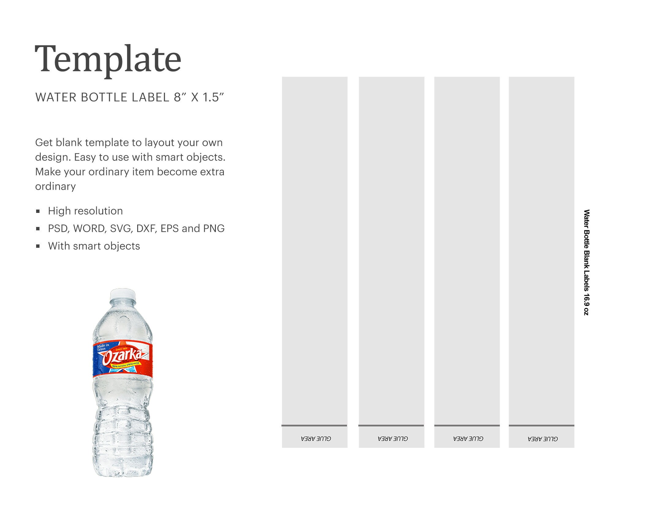 Plastic Water Bottle Blank Label, Water Bottle Blank Label, Party Favor Label | Cricut Silhouette | Silhouette Studio | Paper Size Letter