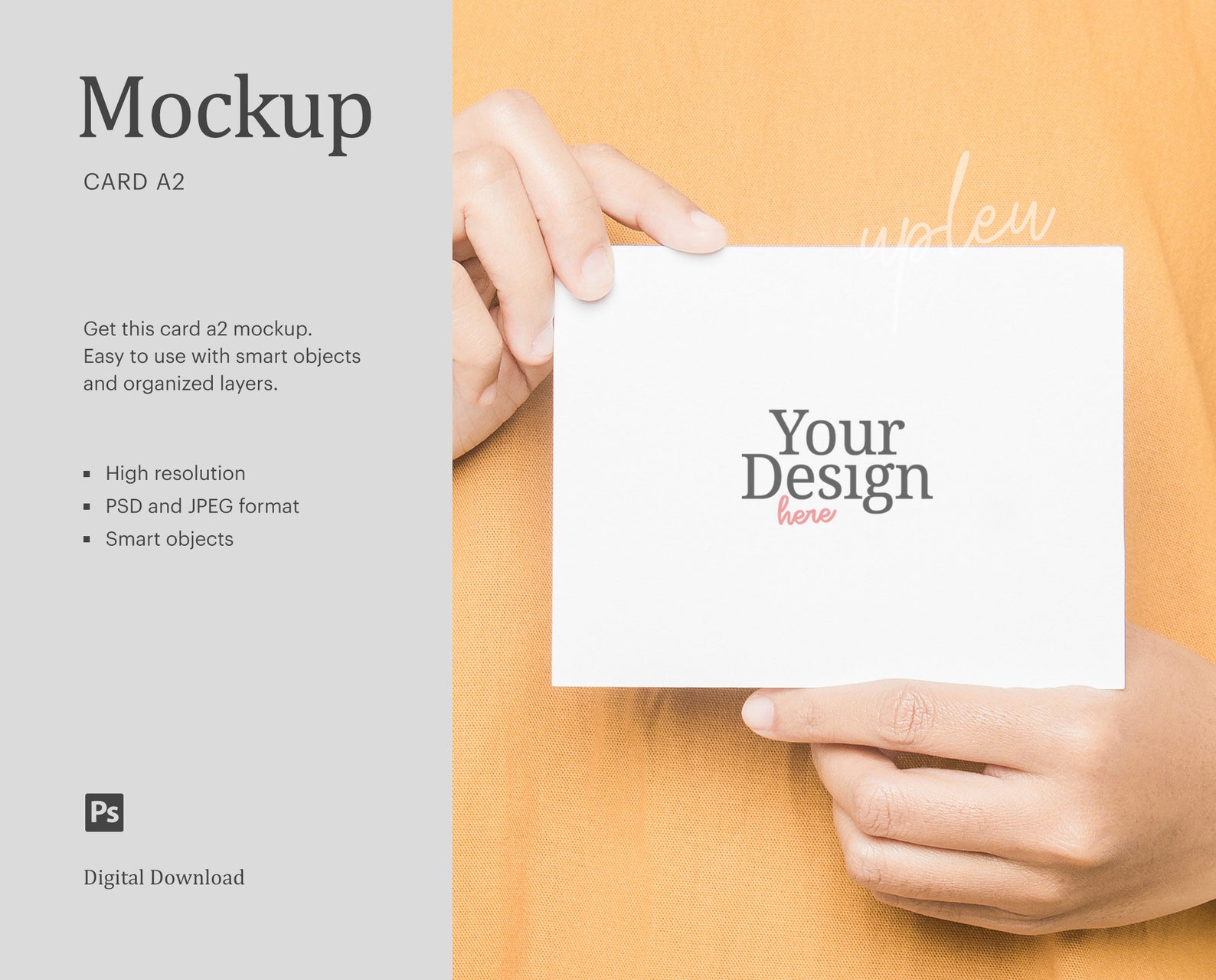 A2 Wedding Invitation Card Mock Up Model Holding A2 Card