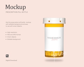 Prescription PIll Bottle Mockup, Sublimation Pill Bottle Mockup, Medication Bottle Mockup | Compatible With Affinity Designer - Smart Object