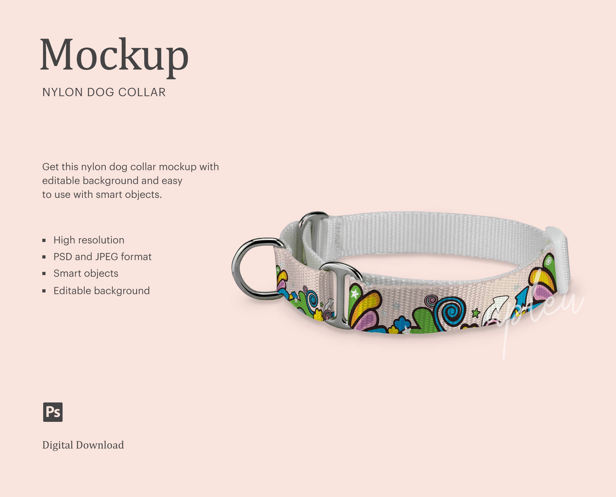 Download Nylon Dog Collar Mock Up Sublimatiom Dog Collar Mockup ...