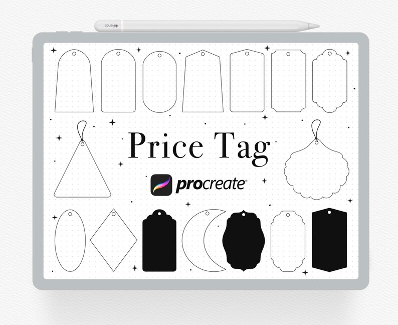 Procreate Label Procreate Stamps, 105 Tags Procreate Stamp, Labels Brush, Tag and Label ...