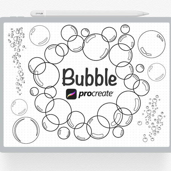 Procreate Stamps, 35 Bubble Procreate Stamp, Water Bubble Brush, Soap Bubble Digital Stamp, Ocean Procreate Stamp Brushes