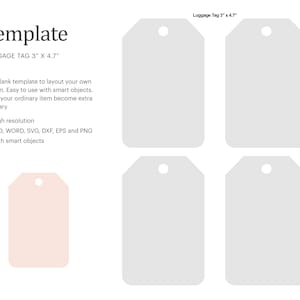 Modelo em branco de etiqueta de bagagem 3" x 4,7", modelo de etiqueta de identificação de bolsa, modelo de etiqueta de bagagem | Silhueta Cricut | Estúdio Silhueta | Carta de tamanho de papel