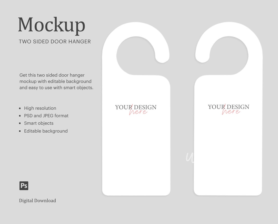 Two Sided Door Hanger Mockup Sublimation Door Hanger Mockup Etsy