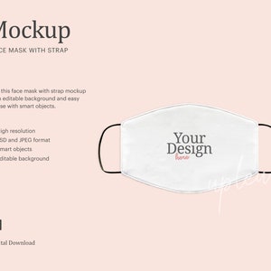 Download Face Mask With Strap Mockup Sublimation Face Mask Mockup Etsy PSD Mockup Templates