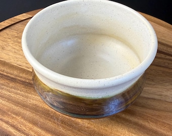 Wheel thrown speckled alabaster and mirrored matcha/mixer bowl