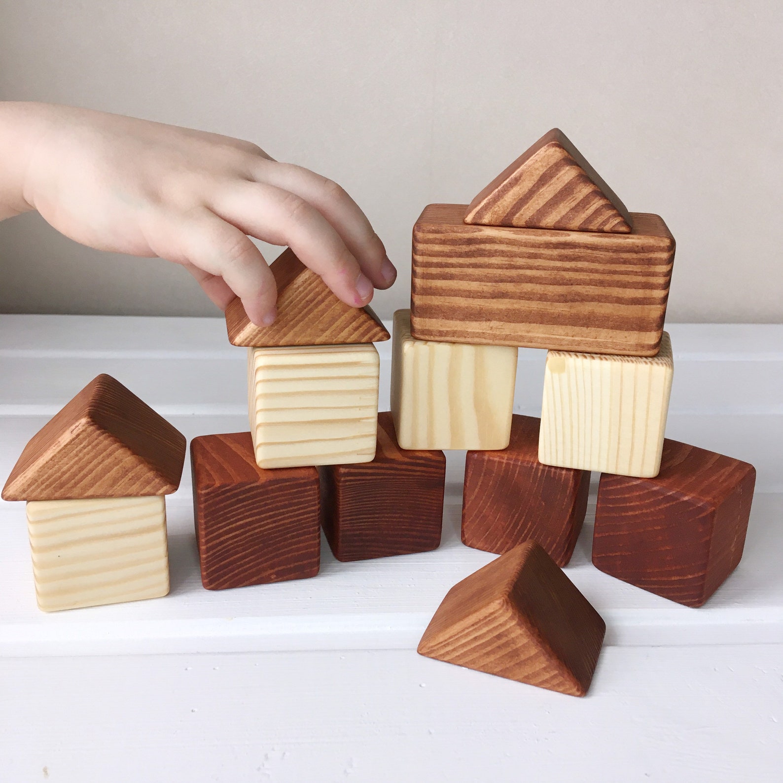 Ensemble de blocs de construction pour bébés en bois naturel. Etsy