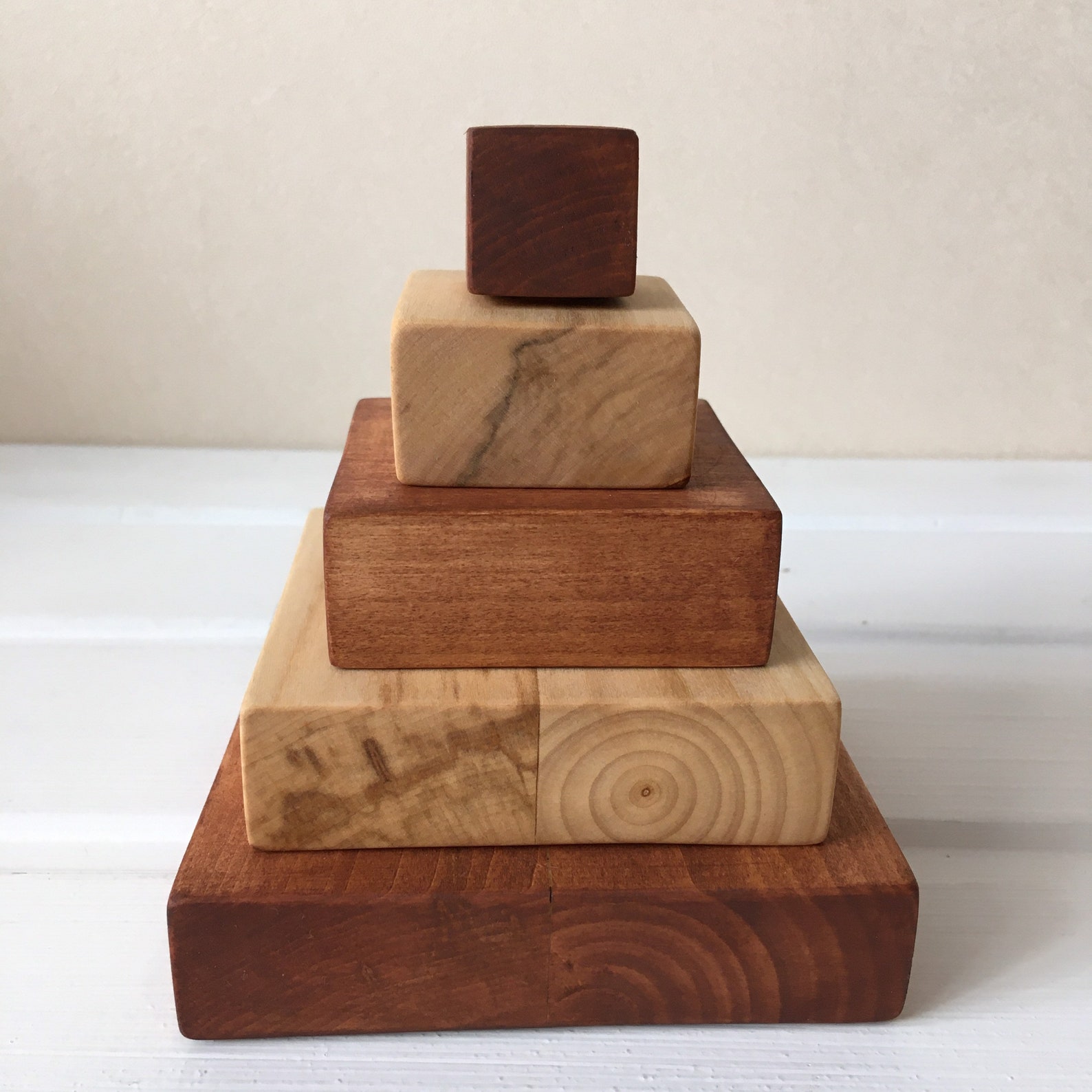Wooden stacking toy. Wooden square building blocks. Wooden Etsy
