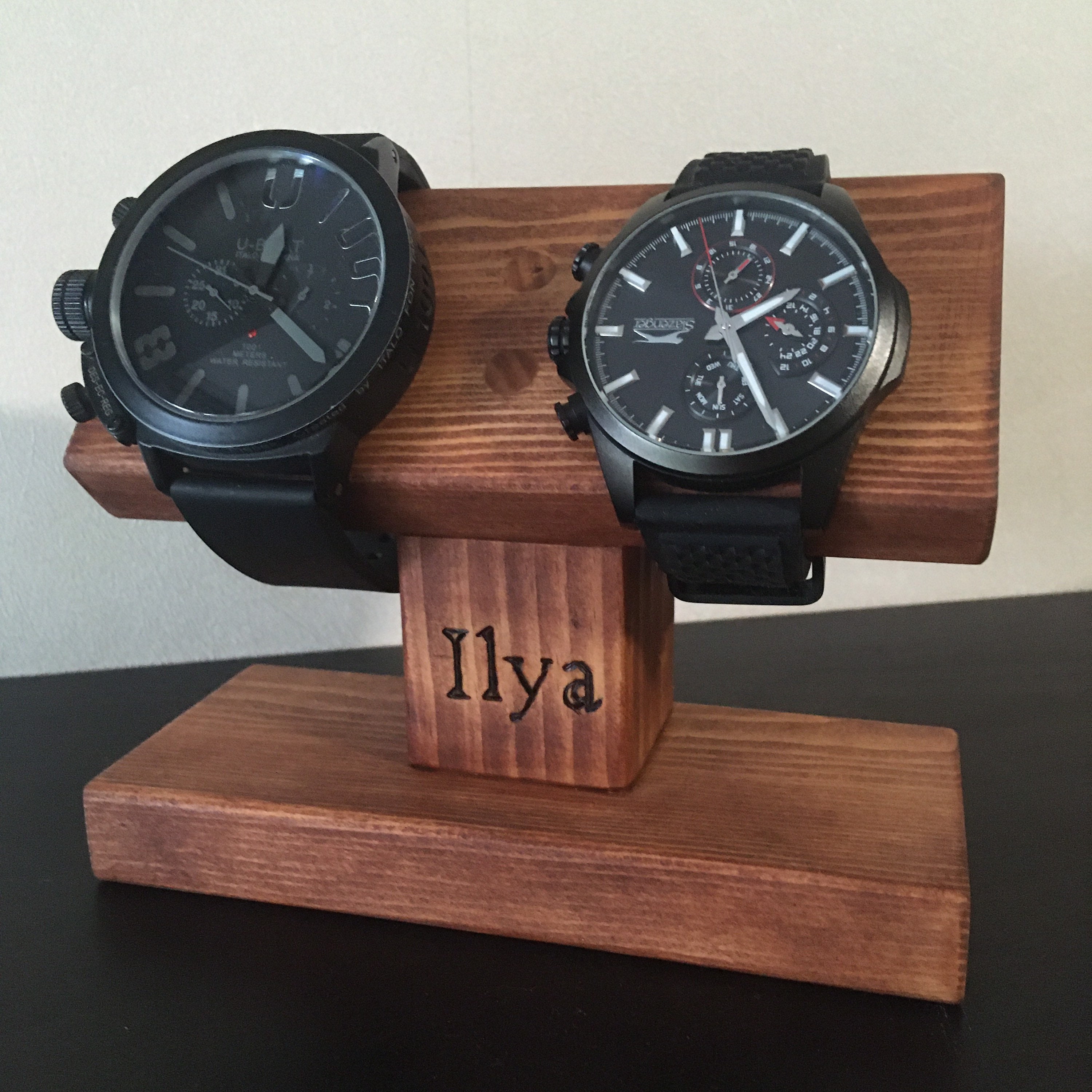 Personalized wooden watch stand. Personalized braselet holder. Etsy