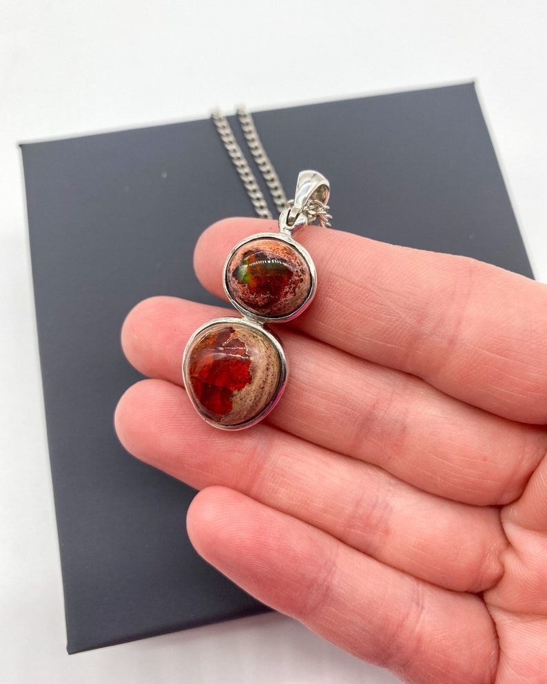 Gemstone Jewelry Mexican Fire Opal White Rhodium Plated 925 Sterling Silver Double Drop Crystal Pendant Necklace #30