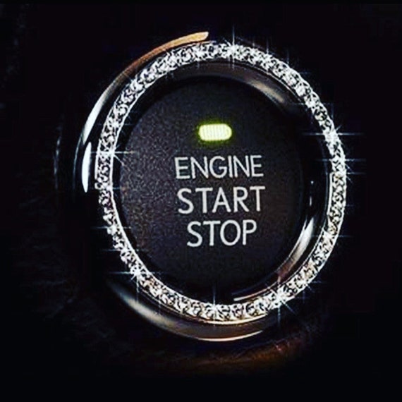 Bling Push Start Button Car Accessories for Women Men Car Emblem  Rhinestones Crystals Pick Your Automobile Vehicle Handmade Jewelry 